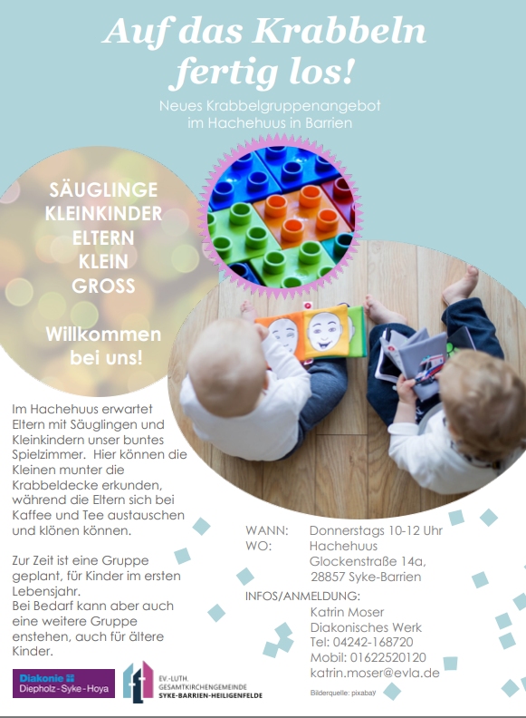 Auf das Krabbeln fertig los! Neues Krabbelgruppen­angebot  im Hachehuus in Barrien